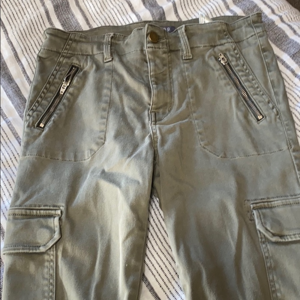 Army green ankle pants